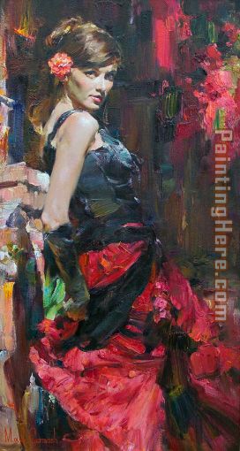 DANCER IN RED AND BLACK painting - Garmash DANCER IN RED AND BLACK art painting